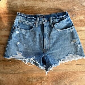 Abercrombie & Fitch Light Blue Distressed Jean Shorts